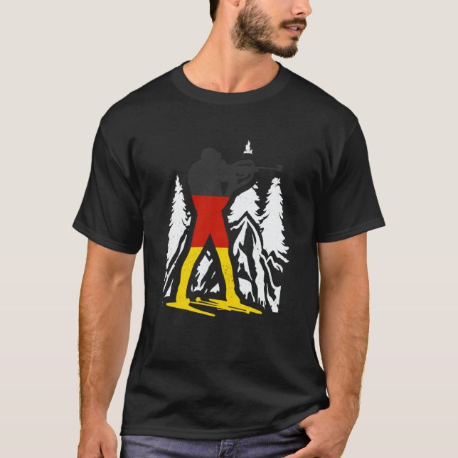 Biathlon Germany winter biathlete skier mountain   T Shirt (Framsida)