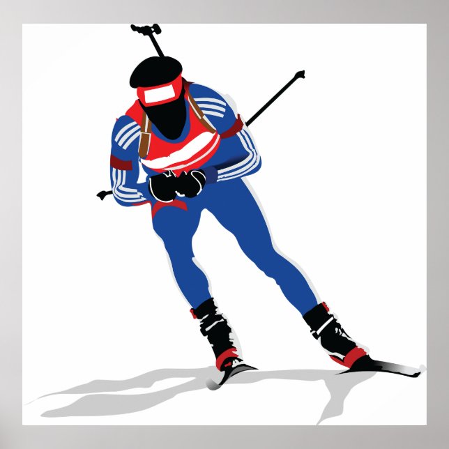 Biathlon Idrottsman på skis Poster (Framsidan)