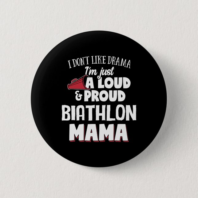 Biathlon Mamma - Loud och stolt Mamma! Knapp (Framsida)
