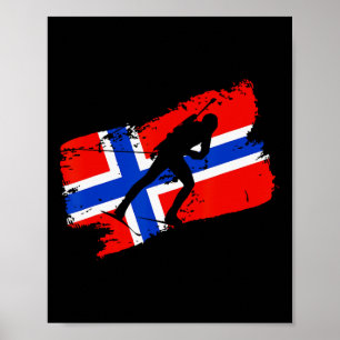 Biathlon Norge Flagga Norweigan Cross country Skii Poster