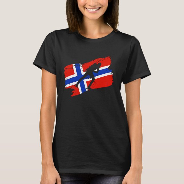 Biathlon Norge Flagga Norweigan Cross country Skii T Shirt (Framsida)