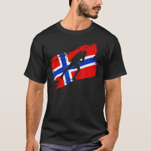 Biathlon Norge Flagga Norweigan Cross country Skii T Shirt