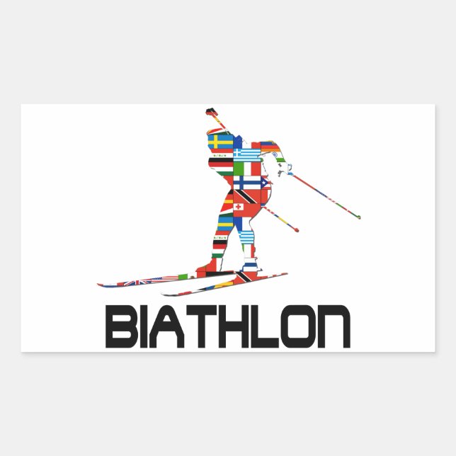 Biathlon Rektangulärt Klistermärke (Framsida)