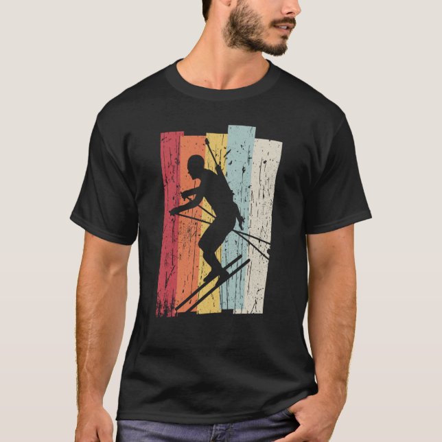 Biathlon Retro Winter Sports Biathlete Cross Count T Shirt (Framsida)
