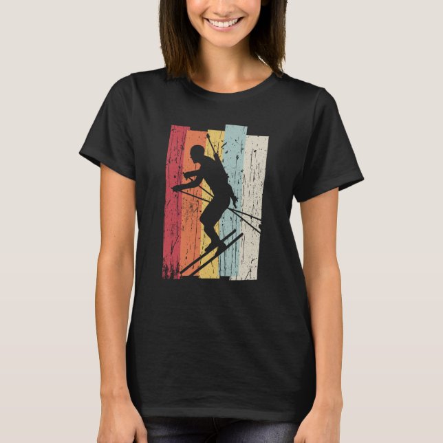 Biathlon Retro Winter Sports Biathlete Cross Count T Shirt (Framsida)