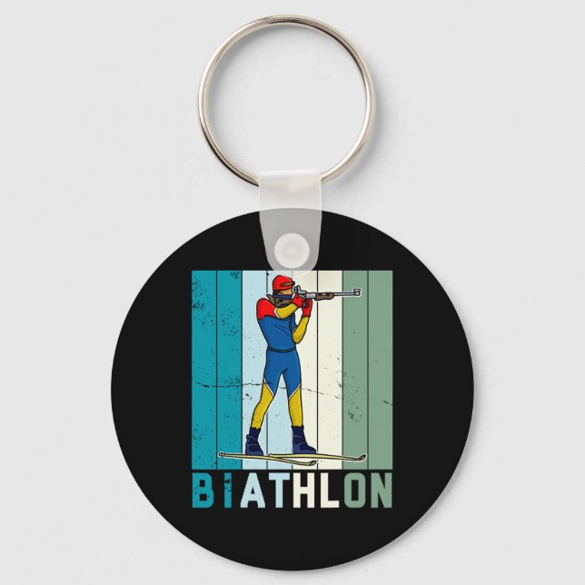 Biathlon Ski Skier Kor-land Ski Trail 6 Nyckelring (Framsida)