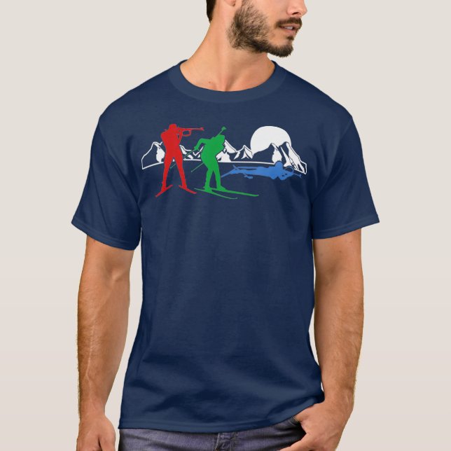 Biathlon Ski Winter Sports Cross Country Skiing T Shirt (Framsida)