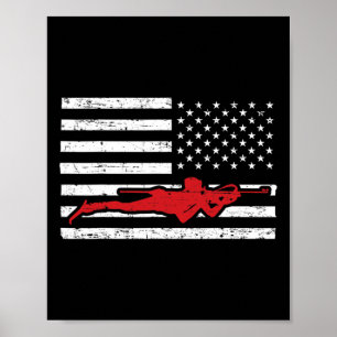 Biathlon Sports Marathon Skiing US American Flagga Poster