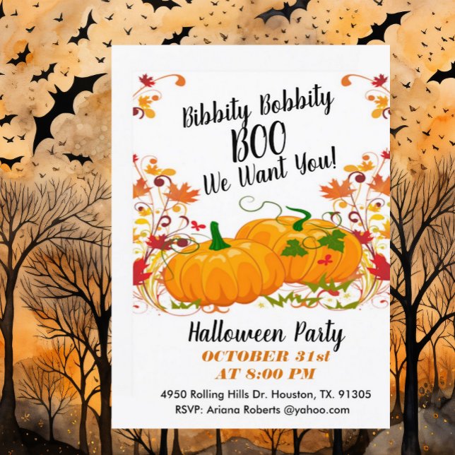 Bibbity Bobbity Boo Halloween-inbjudan Inbjudningar (Skapare uppladdad)