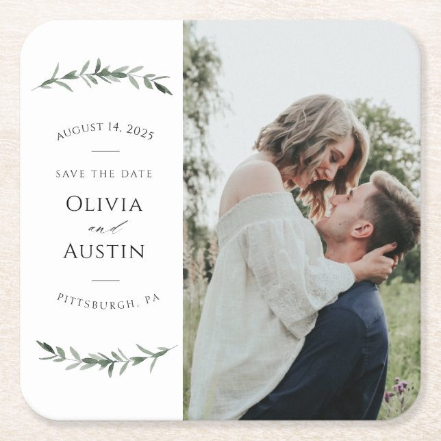 Bibehåll datum för botaniskt läder underlägg papper kvadrat (Framsidan)