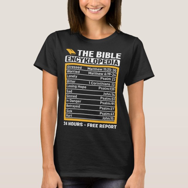 Bibel Encyklopedin 24 Timmars  Gratis Rapport T Shirt (Framsida)