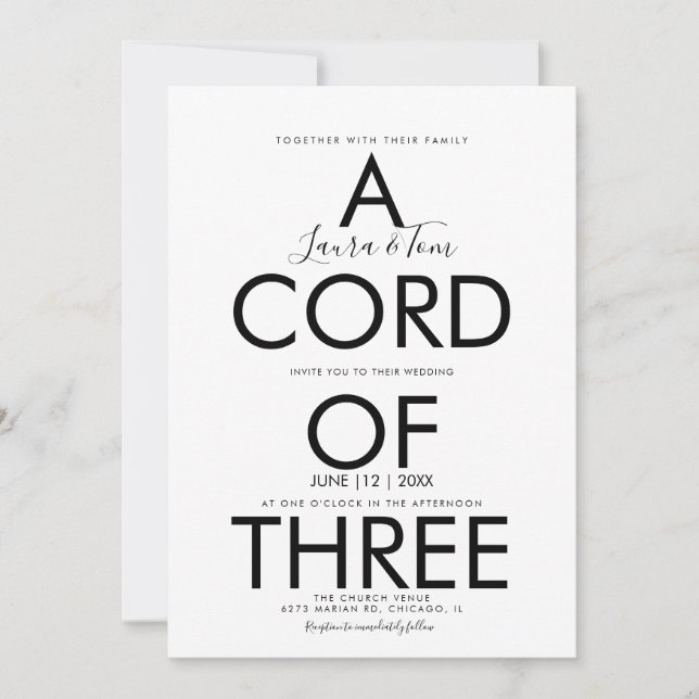 Bibel inspirationell skripttypografi Bröllop Inbjudningar (Framsida)