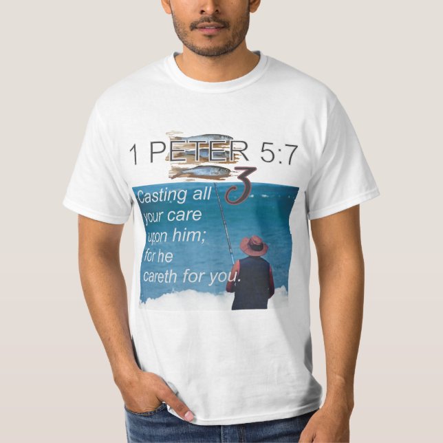 Bibel T Shirt Day 3, 1 PETER 5:7 (Framsida)