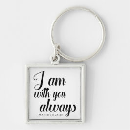 bibel vers jag är med dig alltid kristen fyrkantig silverfärgad nyckelring