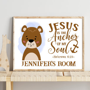 Bibelcitat av namn Christian Cute Woodland Baby Be Poster