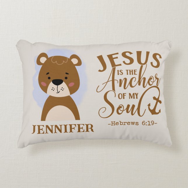 Bibelcitat av namn Christian Cute Woodland Baby Be Prydnadskudde (Framsidan)