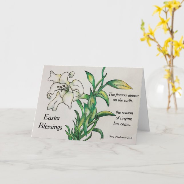 Bibelcitat för Påsk Blessings Lily Card Kort (Gul blomma)
