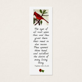 Bibelcitat för skript och bokmärke för rödfåglar litet visitkort