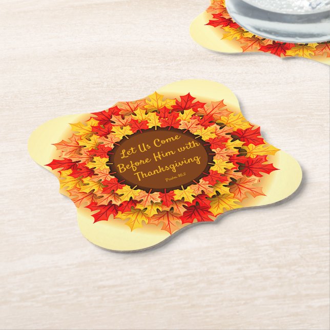 Bibelcitat Höst löv Thanksgiving Underlägg Papper (Vinklad)