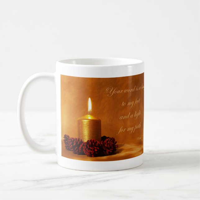 Bibelcitat med julljus kaffemugg (Vänster)