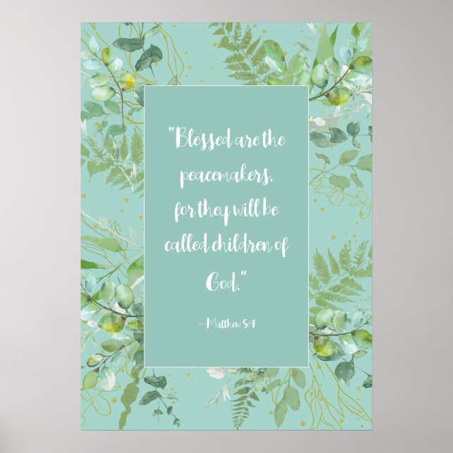Bibelcitat Peacemaker Scripture Eucalyptus Poster (Framsidan)