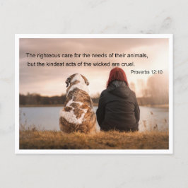 Bibelcitat Proverbs 12 v 10 Vykort