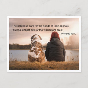 Bibelcitat Proverbs 12 v 10 Vykort