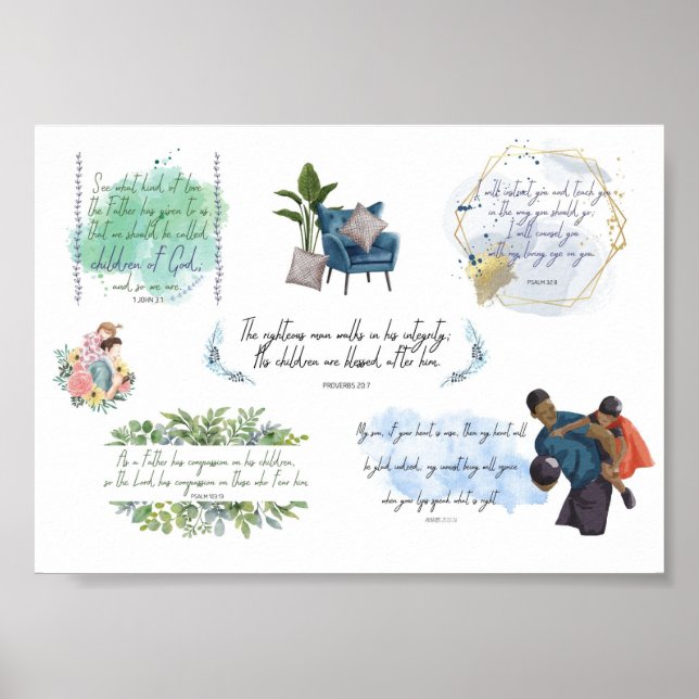 Bibelcitatet lycklig Fars dag för Far Poster (Framsidan)