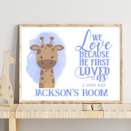 Bibelcitatet namn Christian Cute Baby Giraffe Poster
