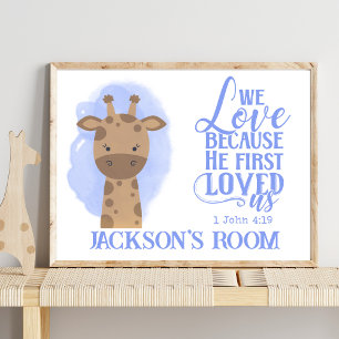 Bibelcitatet namn Christian Cute Baby Giraffe Poster