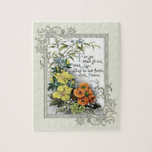 Bibelcitationstecken med blommor pussel