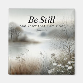 Bibelcitattmagnet. Tranquil vinterscen i sjö. Magnet