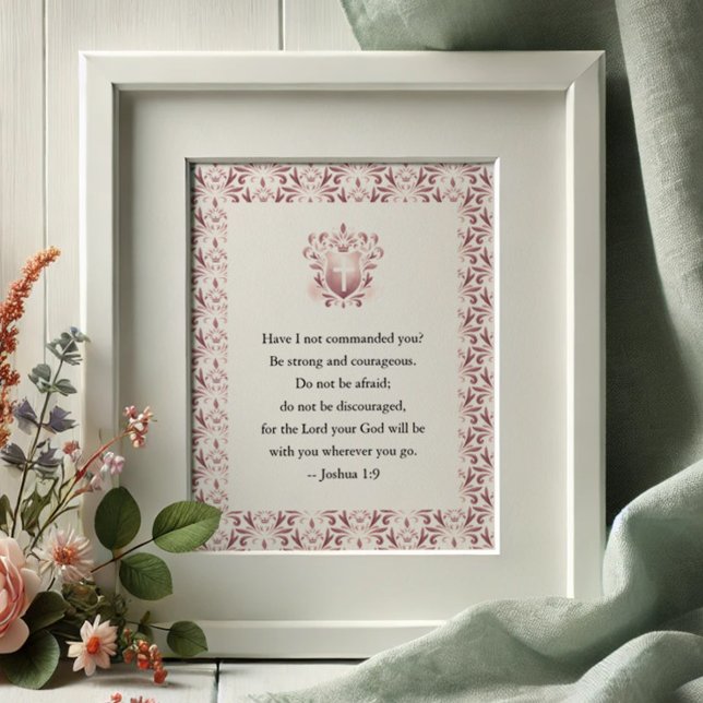 Bibelinspirationskampanjer för kvinnor poster (Inspirational quote for her features a bible verse and a pink pattern watercolor design. )