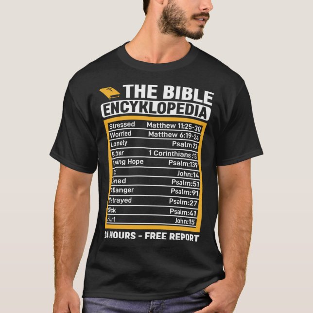 Bibeln Encyklopedia 24 timmars gratis rapport T Shirt (Framsida)