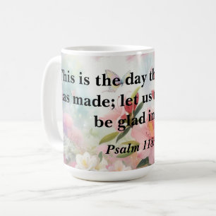 Bibeln motiverande text på blommande akvarell kaffemugg