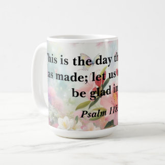 Bibeln motiverande text på blommande akvarell kaffemugg