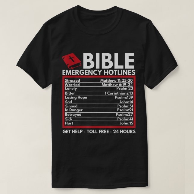 Bibeln Nödsamtalslinjer Tro Design T Shirt (Design framsida)