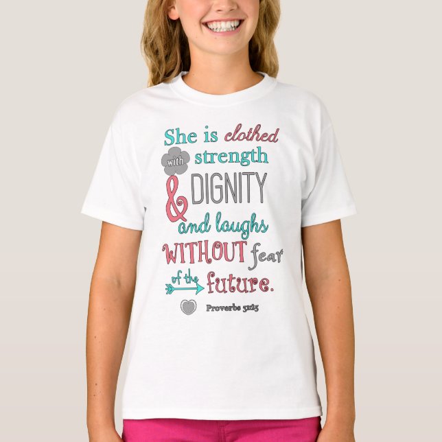 Bibeln, Proverbs 31:25, hon är klädd i styrka Tröja (Framsida)