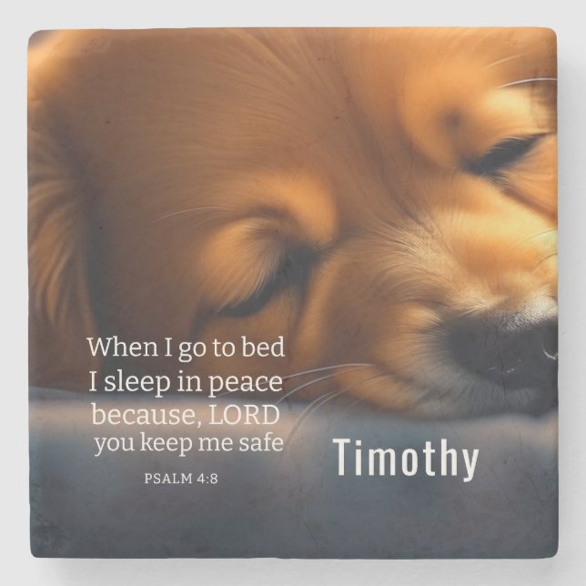 Bibeln Psalm 4:8 Stone Underlägg (Framsidan)