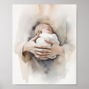 Bibeln Vattenfärg - Nyfödd Present, Kristen Baby A Poster