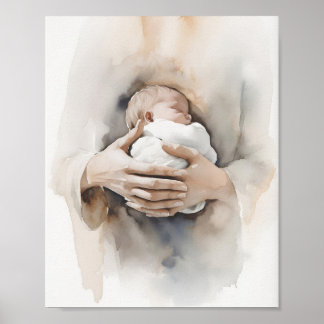 Bibeln Vattenfärg - Nyfödd Present, Kristen Baby A Poster
