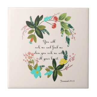 Bibeln Verses konst - den Jeremiah 29:13 Kakelplatta