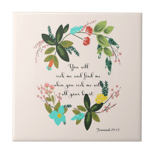 Bibeln Verses konst - den Jeremiah 29:13 Kakelplatta (Framsidan)