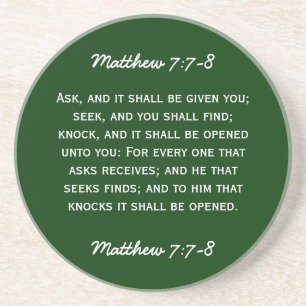 BibelpassageMatthew 7:7 - 8 i vittext Underlägg Sandsten