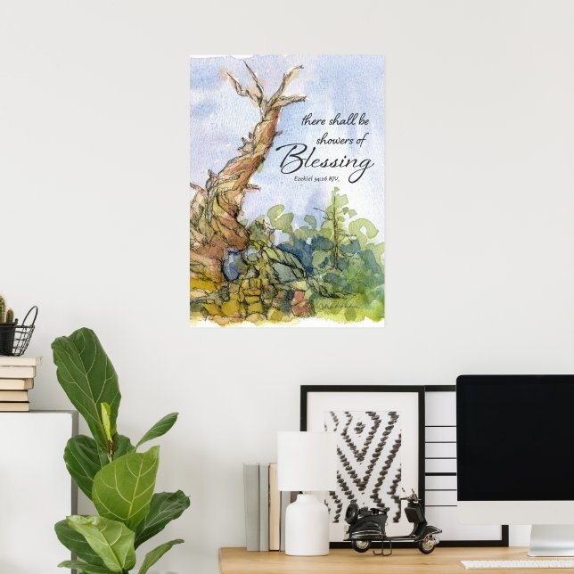 Bibelskrift Ezekiel Borstborsttall Träd Konst Poster (Hemmakontoret)
