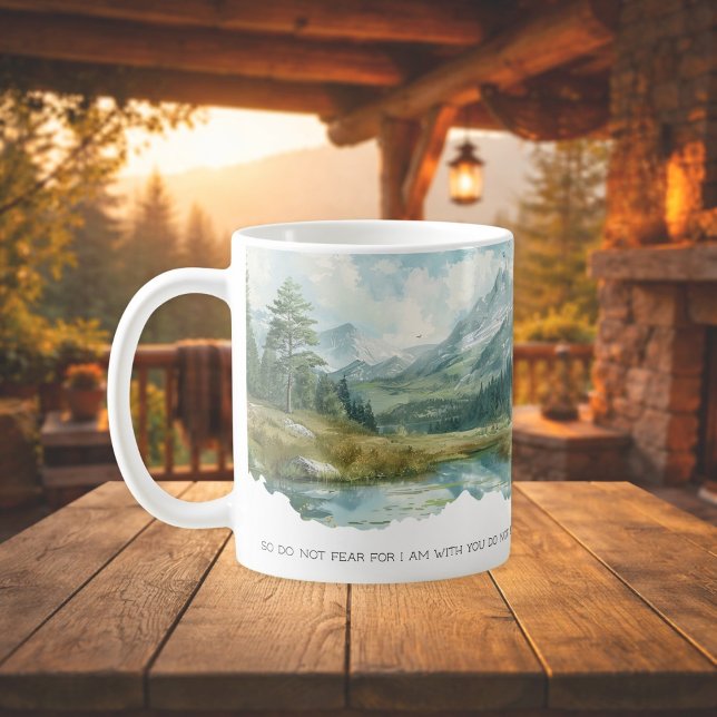 Bibelskrift Jesaja 41:10 Mountain Mug Kaffemugg (Skapare uppladdad)