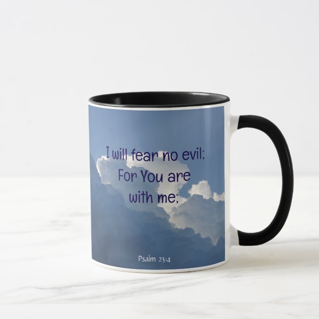 Bibelskrift Psalm 23:4 Frukta ingen ond...  Mugg (Höger)