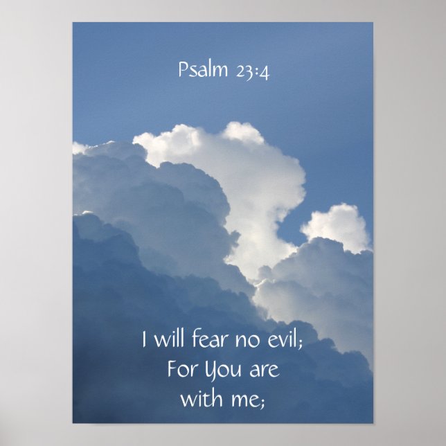 Bibelskrift Psalm 23:4 Frukta ingen ond... Poster (Framsidan)
