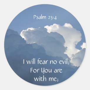 Bibelskrift Psalm 23:4 Frukta ingen ond... Runt Klistermärke