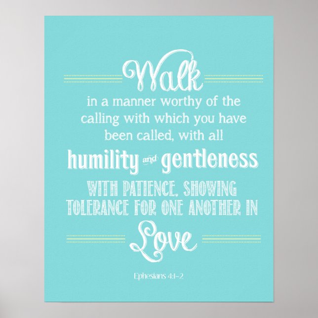 Bibelskript Ephesian 4:1-2 Poster (Framsidan)
